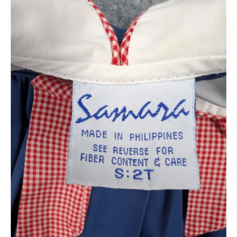 Vintage Samara Dress Girls 2T Toddler Retro Peter Pan Collar Puff Sleeve Preppy